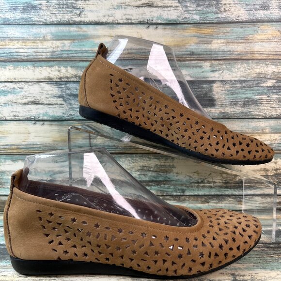 Arche Shoes - Arche Lily Ballerina Flats Womens 6 Brown Nubuck Calfskin Leather Slip On Shoes